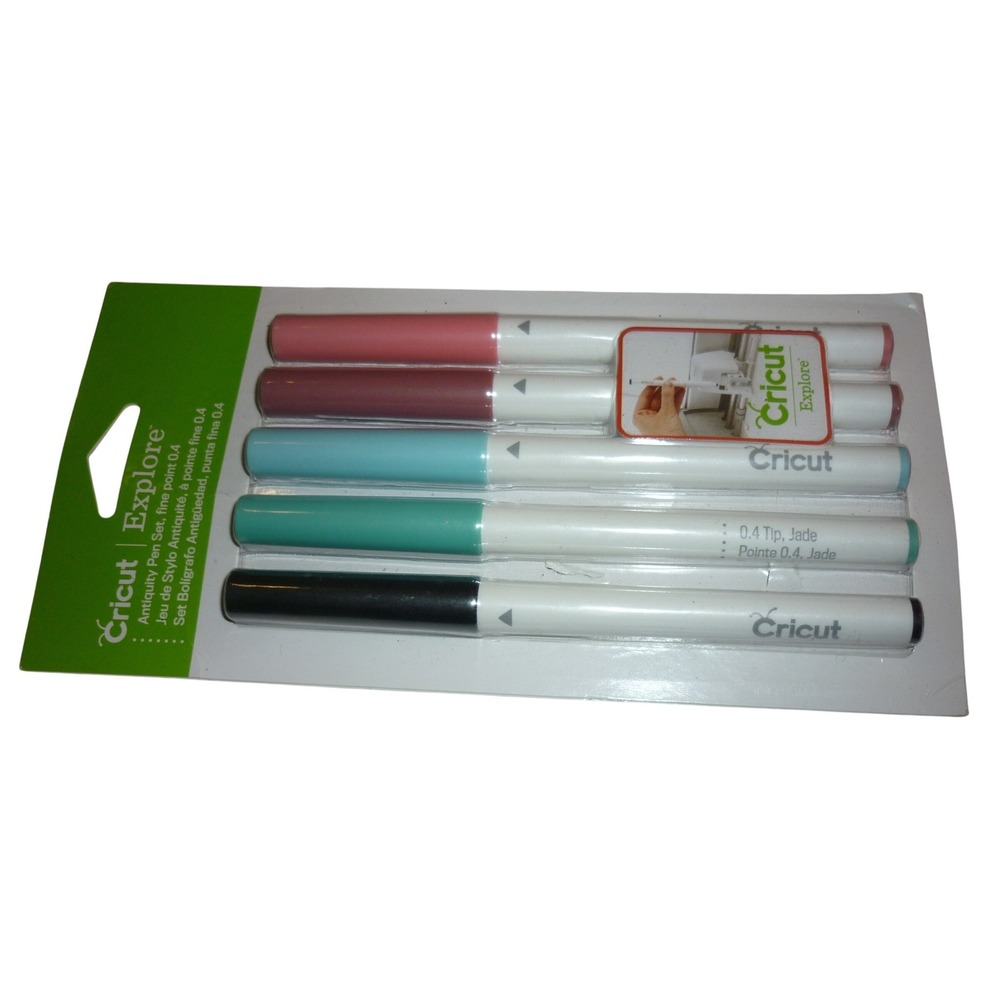 Cricut Explore Antiquity Pen Set Fine Point 0.4 Jade Coral‎ Teal Black